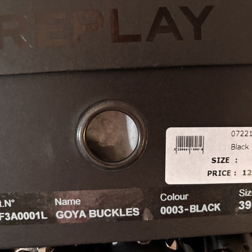 Replay Goya Buckles Leather Slides Size 39 New