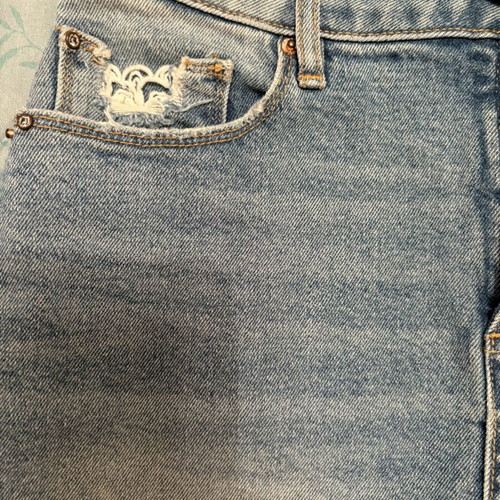 Fracomina denim mini skirt with lace, blue, size S