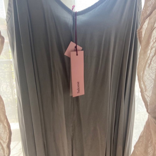 Satin dress Salome new, grey silver, one size