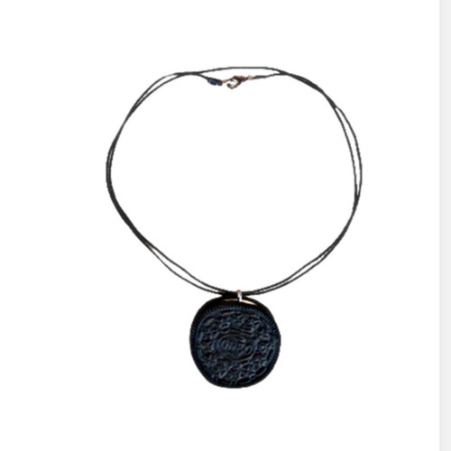 Oreo cookie necklace new handmade with black cord