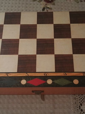 Ξύλινο επιτραπέζιο τάβλι και σκάκι καινούργιο, μεγάλο 38x38 εκ
