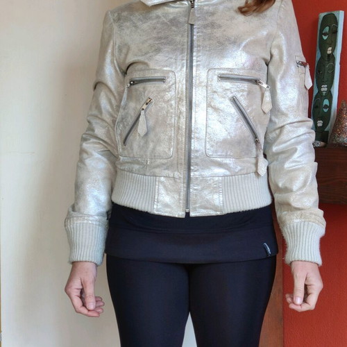 Blackberry silver leather jacket vintage, like new