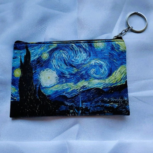 On-the-Go Essentials Coin Purse with Keyring new, Van Gogh Starry Night