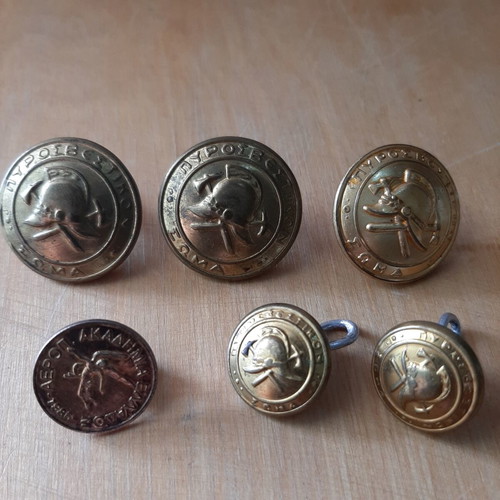 Collectible buttons pack of six from Greek Fire Brigade and Air Academy like new