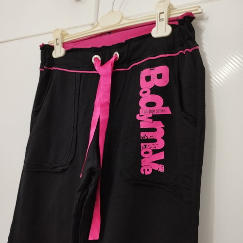 Body Move women's black sweatpants with pink details used, size L