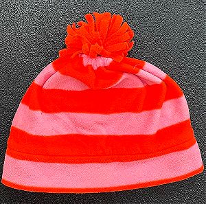 GAP KIDS fleece beanie hat striped pink and orange  L/XL (κάνει και για μεγάλους!) v gd condition