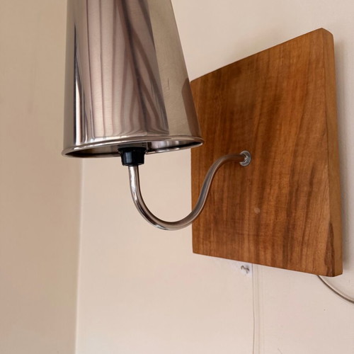 Set of 2 decorative wall lights with teak wood like new