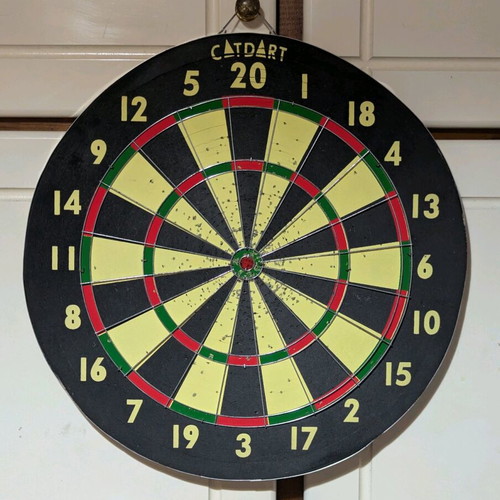 Dartboard with darts used, double-sided