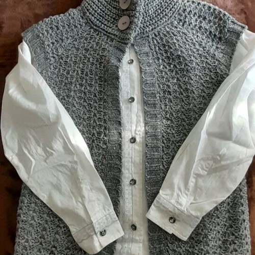 Knitted cardigan gray melange like new, size S-M