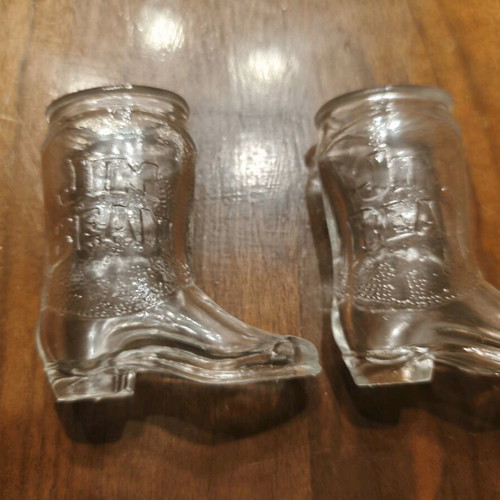 Glass toothpick holder like new, Jim Beam advertising set