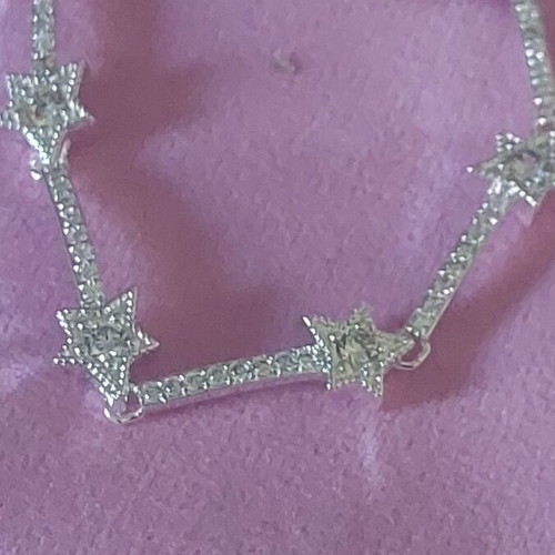 A.L.E. silver bracelet with star design and white zirconia, size 18-21