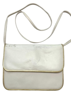 Casadei white leather shoulder bag used with gold details