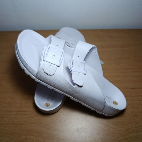 Ocean Addicts women's slippers, white, adjustable straps