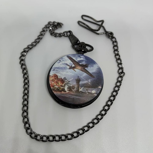 Vintage Pocket Watch WWII Air Force Spitfire quartz, like new