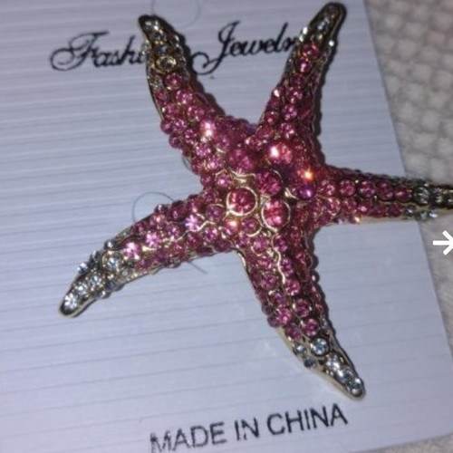 Starfish Luxury Brooch new, pink