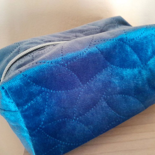 Blue velour toiletry bag like new