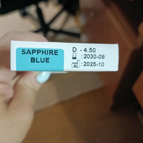 Colored daily contact lenses sapphire blue, 16 lenses for myopia