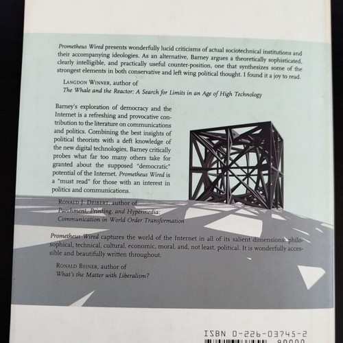 Prometheus Wired by Darin Barney, hardcover academic book