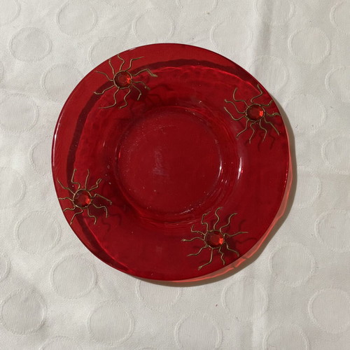 Vintage decorative red glass plate