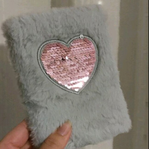 Furry notebook with sequins new