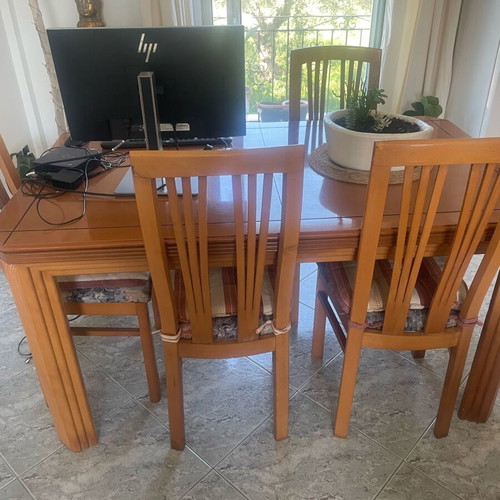 Dining table for 6 used, solid wood with extension