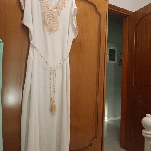 Summer dress new, airy, white and beige