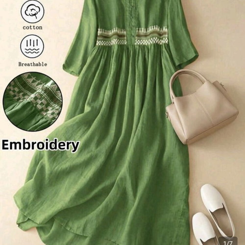 Shein cotton dress new, size XL, green with pockets