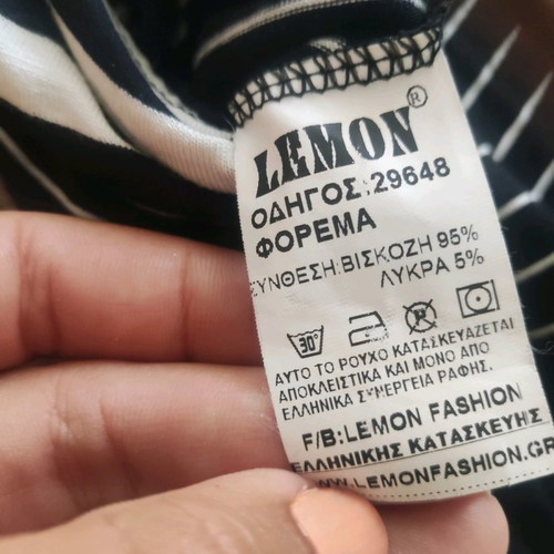 Lemon dress new striped black and white asymmetrical Greek design