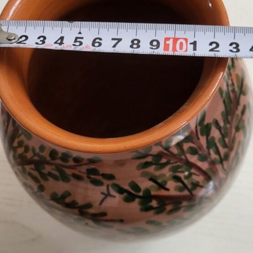 Ceramic vase like new with handpainted nature and traditional house details