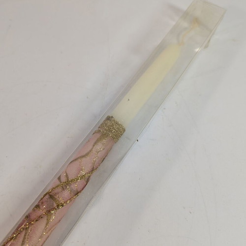 Easter candle 42cm like new, gold and pink