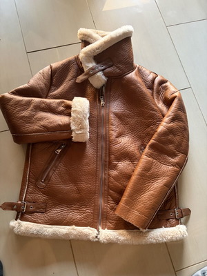 Primark Aviator Vintage Μπουφάν Μέγεθος 12 Κρεμ Επένδυση Από Συνθετική Γούνα