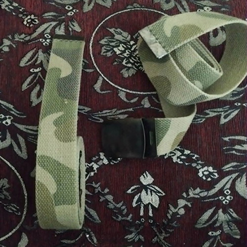 Camouflage belts set of 2 used, size 110, green and brown