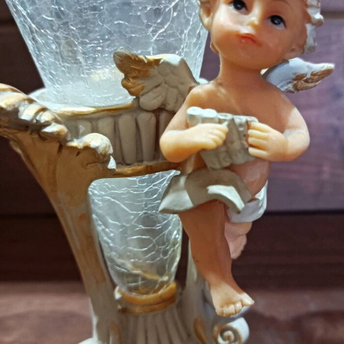 Vintage angel candle holder glass new