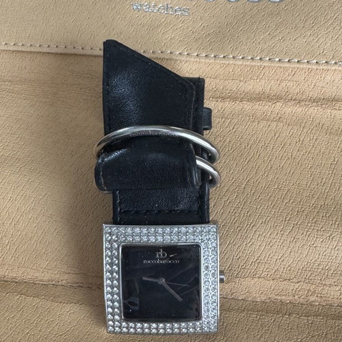 Roccobarocco Italy women's watch with crystals and leather strap