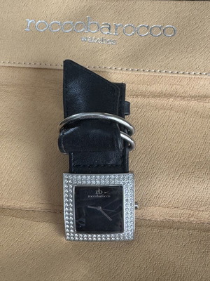 Roccobarocco Italy women's watch with crystals and leather strap