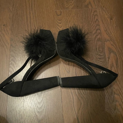 Primark black pumps special edition suede with ankle strap size 39 like new