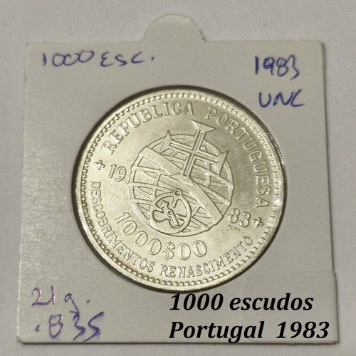 Portugal 1000 Escudos silver coin 1983 UNC