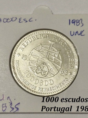 Portugal 1000 Escudos silver coin 1983 UNC