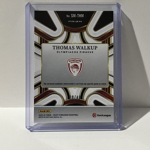 2025-26 Select Euroleague Thomas Walkup Jersey’s Patch like new