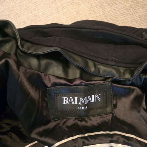 Balmain Bomber Jacket like new, black leather, size 48
