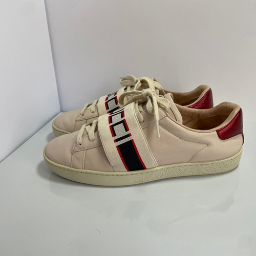 Gucci leather sneakers used, beige, size 37