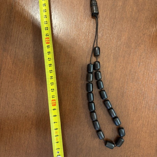 Ebony handmade komboloi with 19 beads, used
