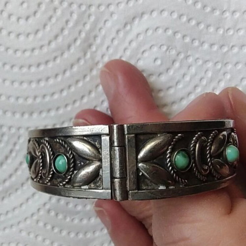Vintage Italian silver bracelet with turquoise, ALP Italy