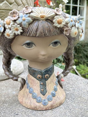 Порцеланова глава Lladro Girl Head употребявана, испанска порцеланова