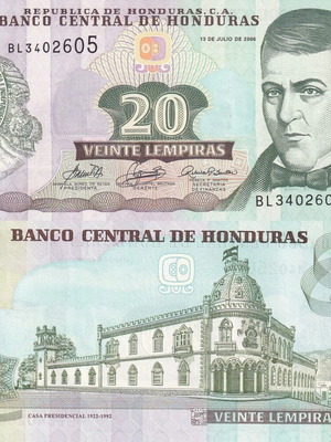 Honduras 20 Lempiras banknote 2006 new