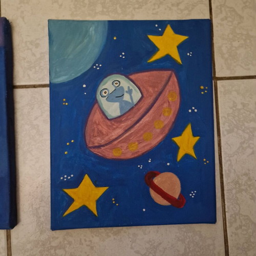 Children's canvas paintings set of 3, like new, 30x24 cm