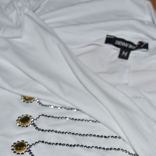 Denny Rose Italian Off-Shoulder Top with Rhinestones and Gems Size M like new