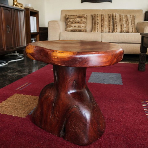 Handmade solid wood organic side table like new