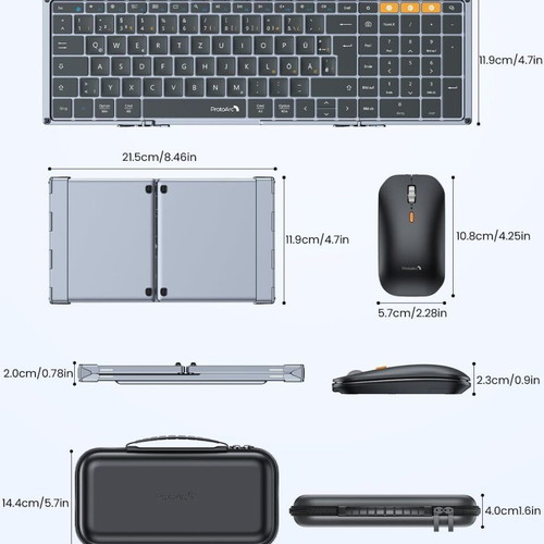 ProtoArc XKM01 Foldable Wireless Keyboard and Mouse New