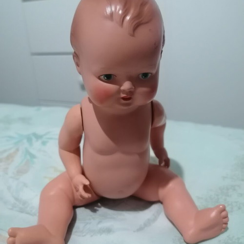 Vintage German Celluloid Minerva 20 Doll Baby Boy used, 1950s